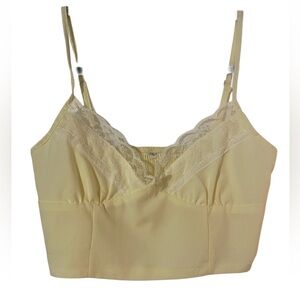 Cider Butter Yellow Lace Trim Tank Top